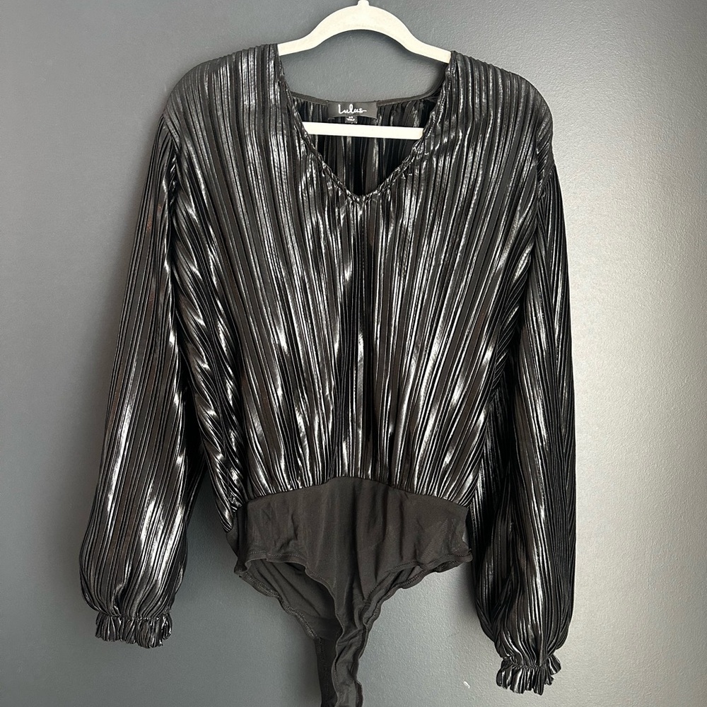 Lulu's Shimmering Black Bodysuit